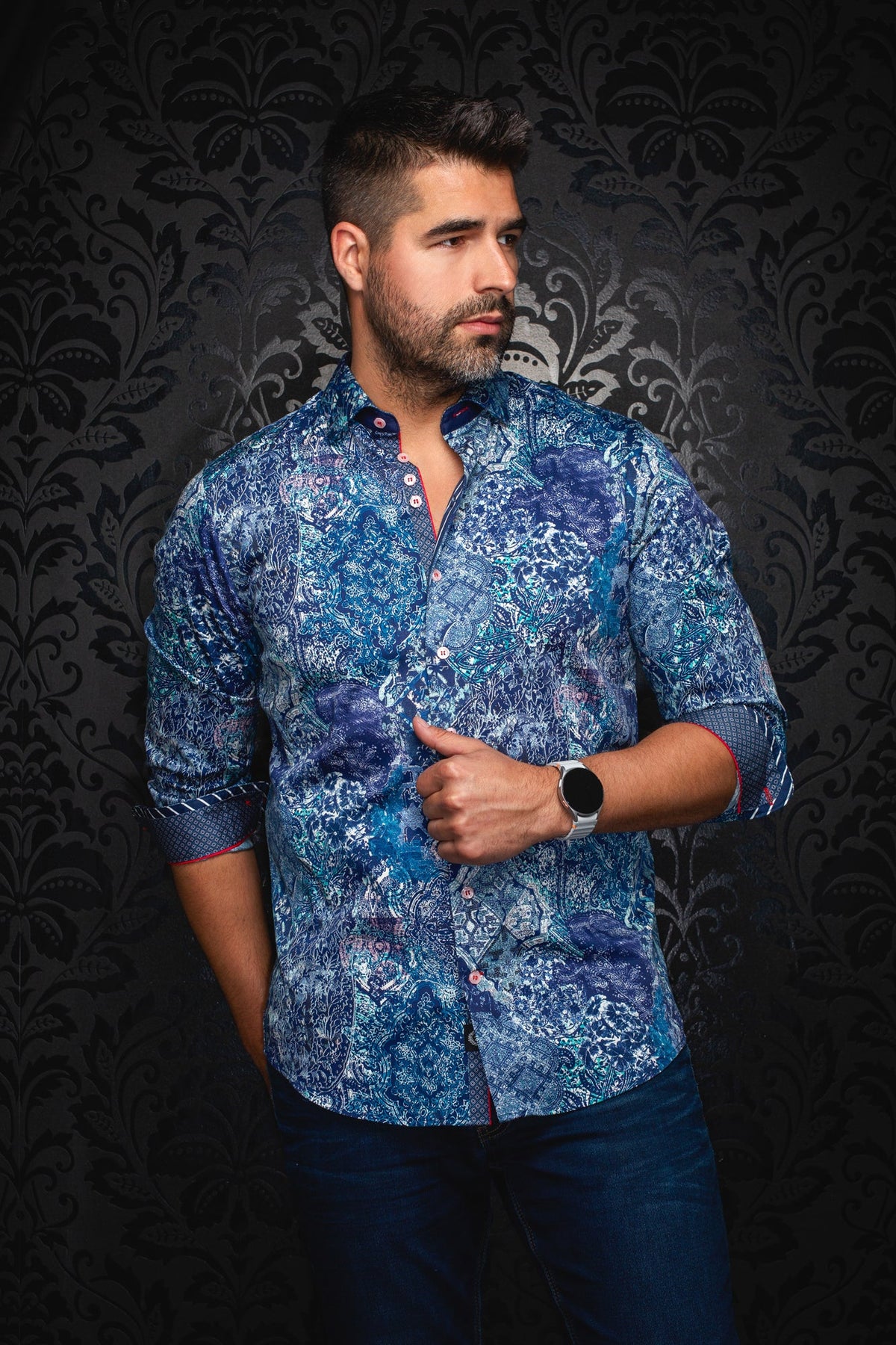 Chemise manches longues pour homme par Au Noir | INDORE Sarcelle | Boutique Vvög, inventaire complet de la marque Au Noir