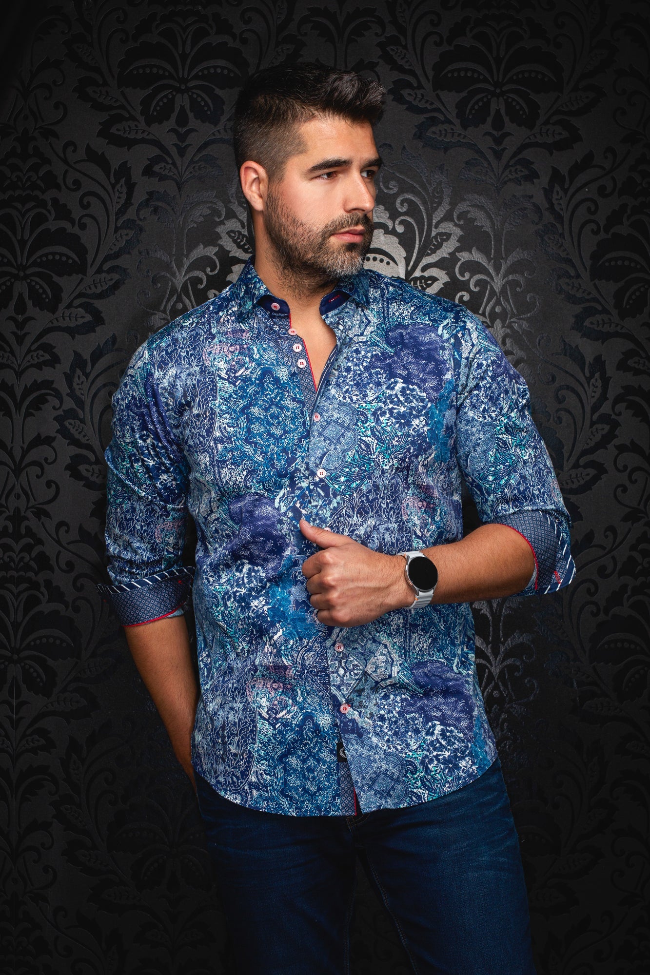 Chemise manches longues pour homme par Au Noir | INDORE Sarcelle | Boutique Vvög, inventaire complet de la marque Au Noir