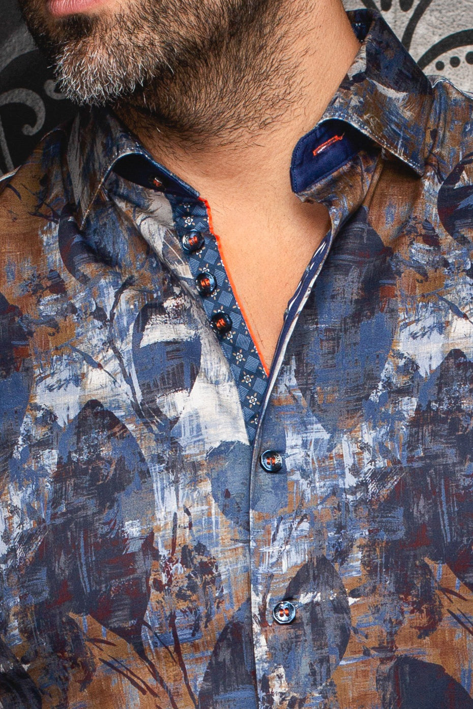Chemise manches longues pour homme par Au Noir | JASPER Bleu Marron | Boutique Vvög, inventaire complet de la marque Au Noir
