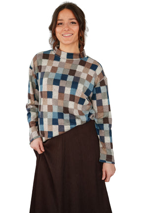 Rien ne se perd, tout se crée women's closer front view of the dark brown ribbed skirt showing vertical texture