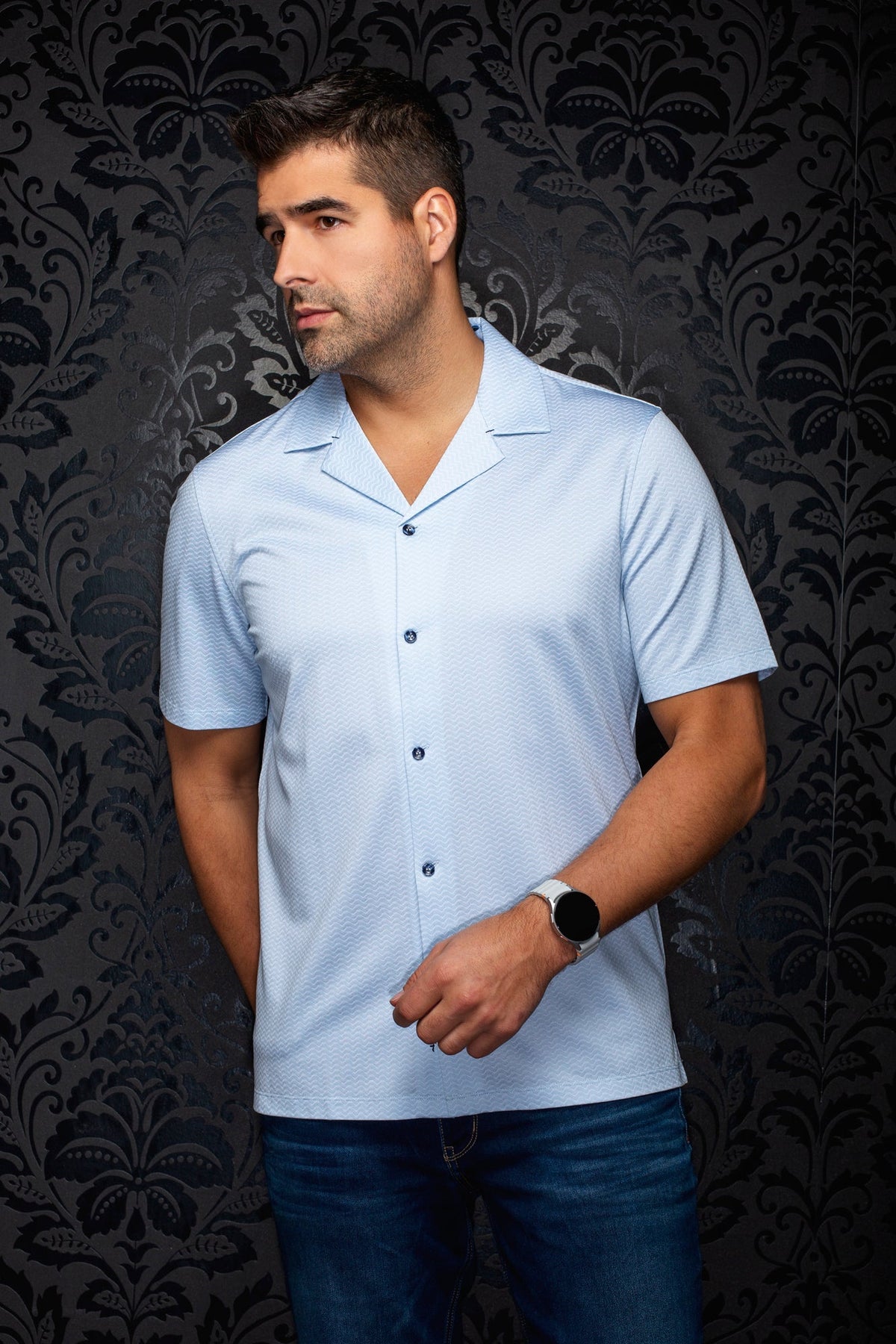 Chemise Performance à col ouvert pour homme par Au Noir | KAYANTA T Bleu | Boutique Vvög, inventaire complet de la marque Au Noir