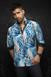 Knit long sleeve shirt for men by Au Noir | KYLIAN Turquoise | Boutique Vvög, complete inventory of the Au Noir brand