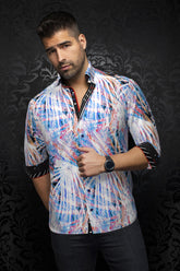 Knit long sleeve shirt for men by Au Noir | KYLIAN White Multi | Boutique Vvög, complete inventory of the Au Noir brand
