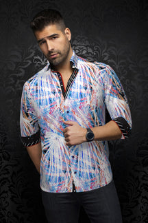 Knit long sleeve shirt for men by Au Noir | KYLIAN White Multi | Boutique Vvög, complete inventory of the Au Noir brand