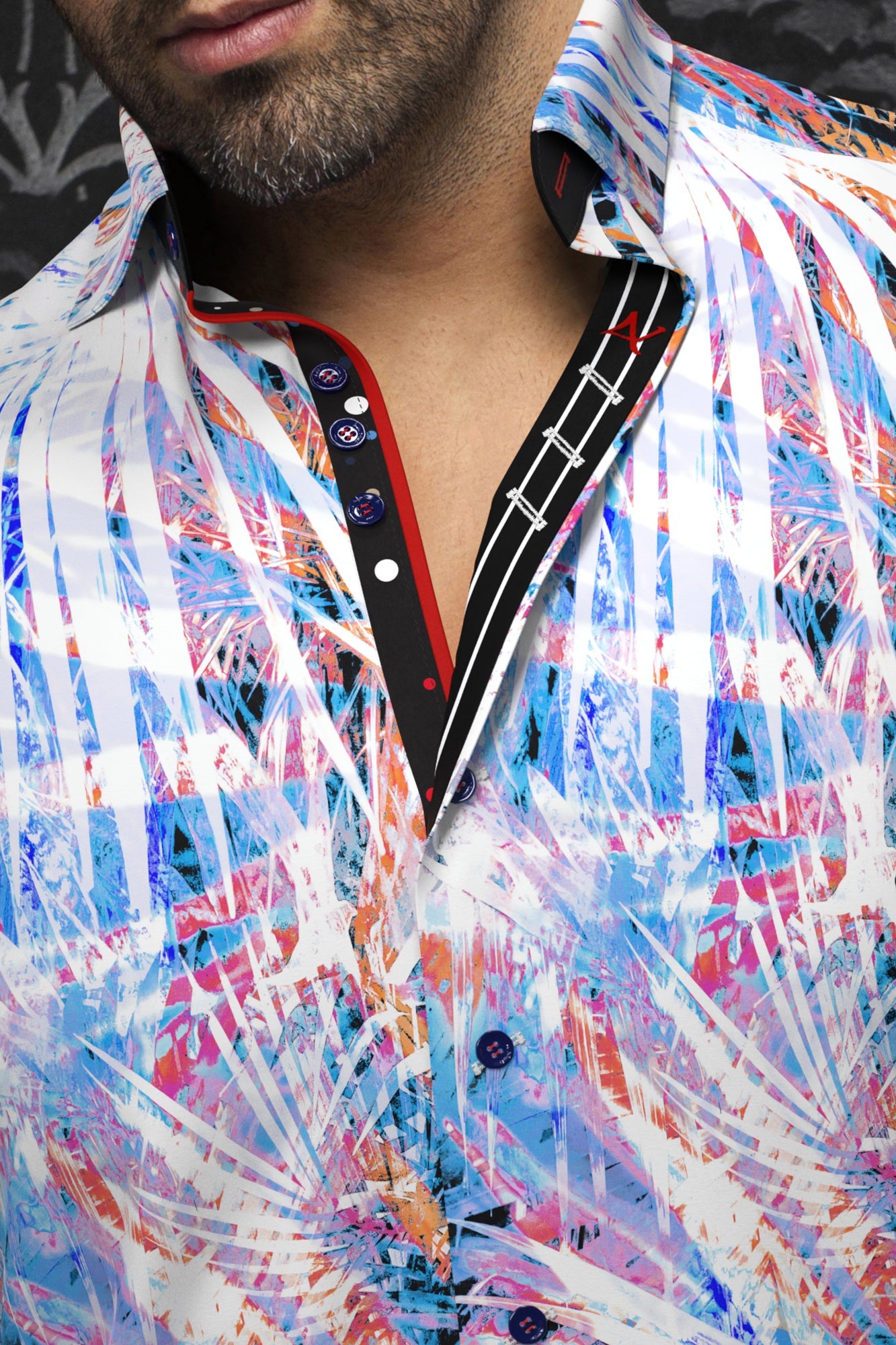 Knit long sleeve shirt for men by Au Noir | KYLIAN White Multi | Boutique Vvög, complete inventory of the Au Noir brand