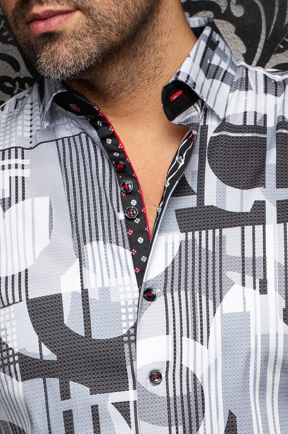 Chemise manches longues en coton extensible pour homme par Au Noir | LAJEDO Gris | Boutique Vvög, inventaire complet de la marque Au Noir