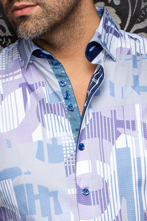 Chemise manches longues en coton extensible pour homme par Au Noir | LAJEDO Lilas | Boutique Vvög, inventaire complet de la marque Au Noir