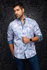 Chemise manches longues en coton extensible pour homme par Au Noir | LAJEDO Lilas | Boutique Vvög, inventaire complet de la marque Au Noir