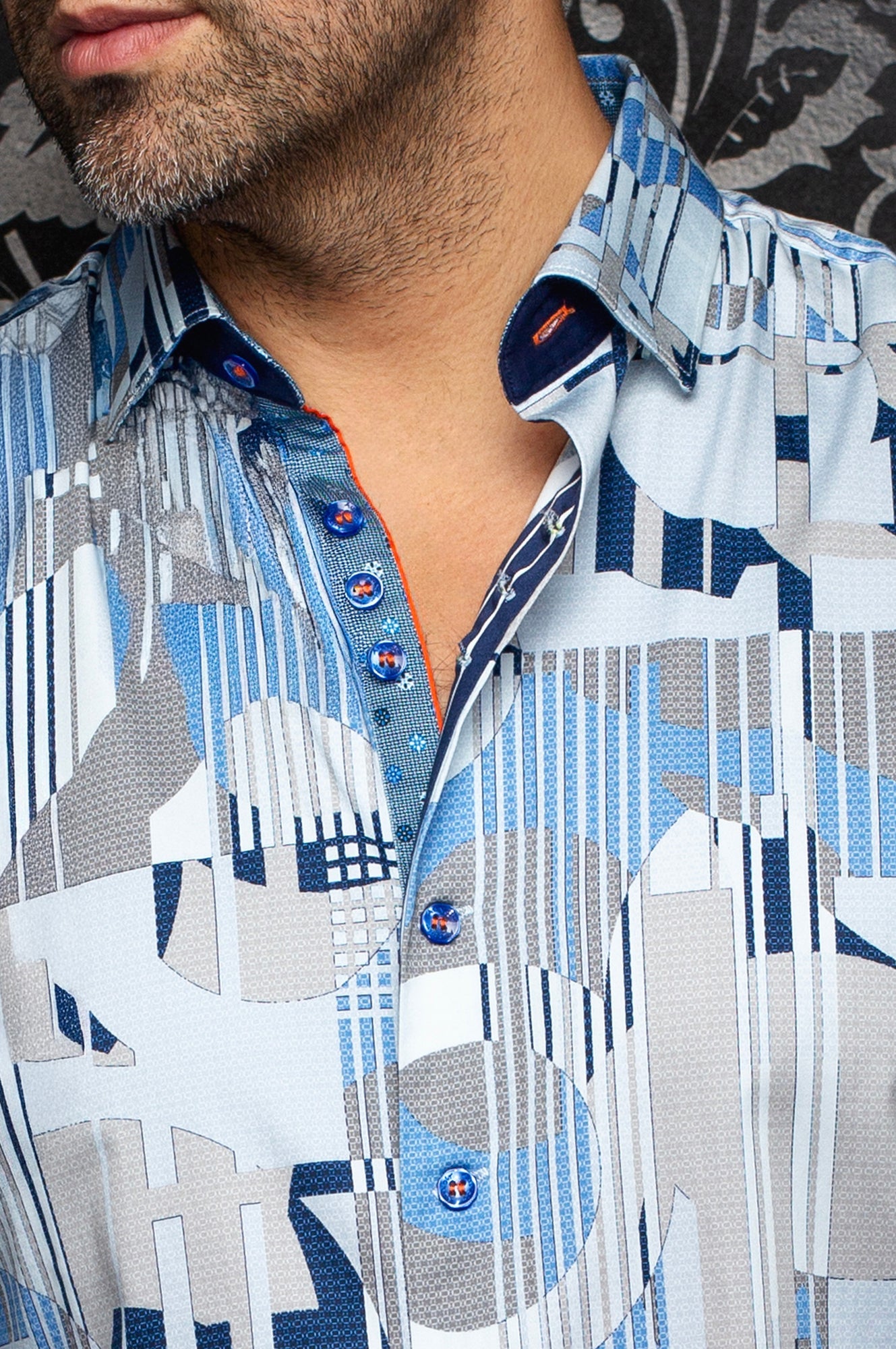 Chemise manches longues en coton extensible pour homme par Au Noir | LAJEDO Bleu Pâle | Boutique Vvög, inventaire complet de la marque Au Noir