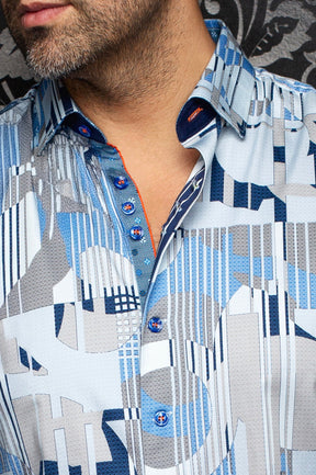 Chemise manches longues en coton extensible pour homme par Au Noir | LAJEDO Bleu Pâle | Boutique Vvög, inventaire complet de la marque Au Noir