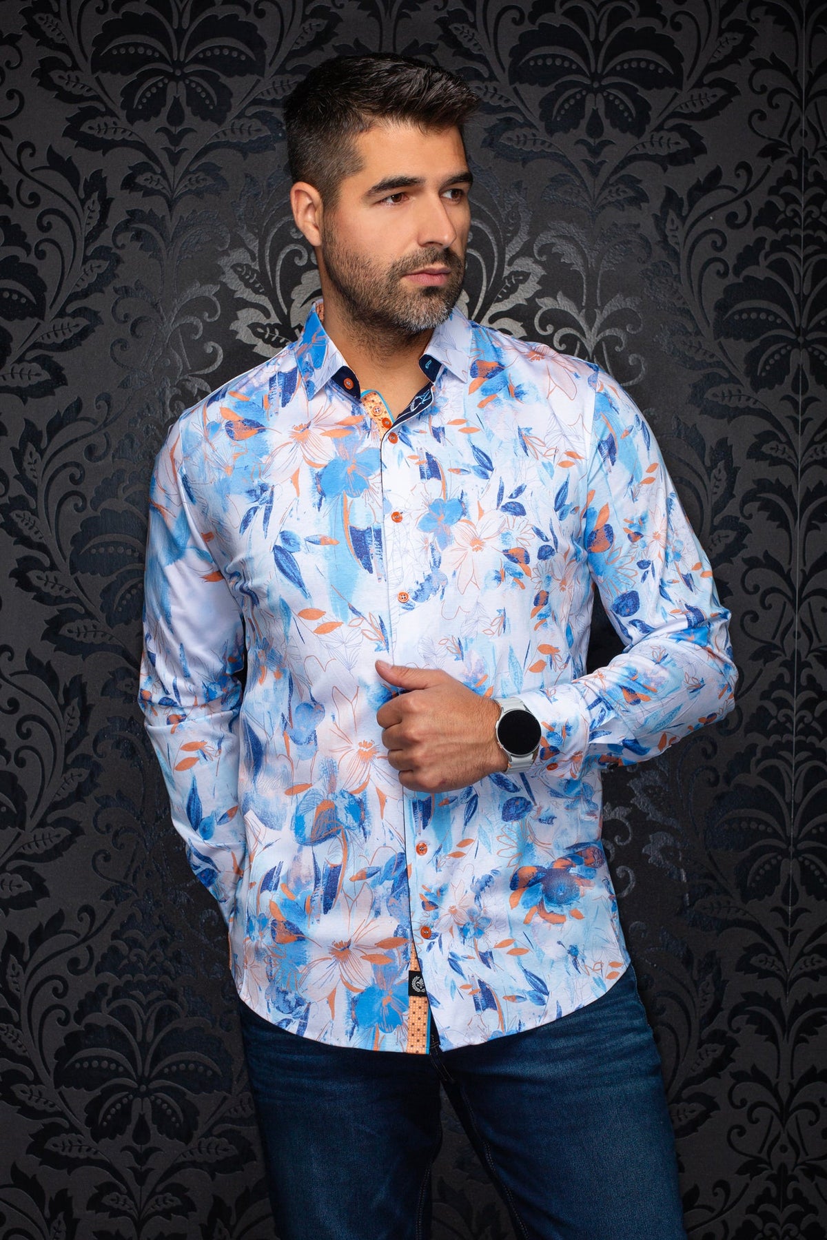 Chemise manches longues en Knit extensible pour homme par Au Noir | LAKESIDE Ciel | Boutique Vvög, inventaire complet de la marque Au Noir