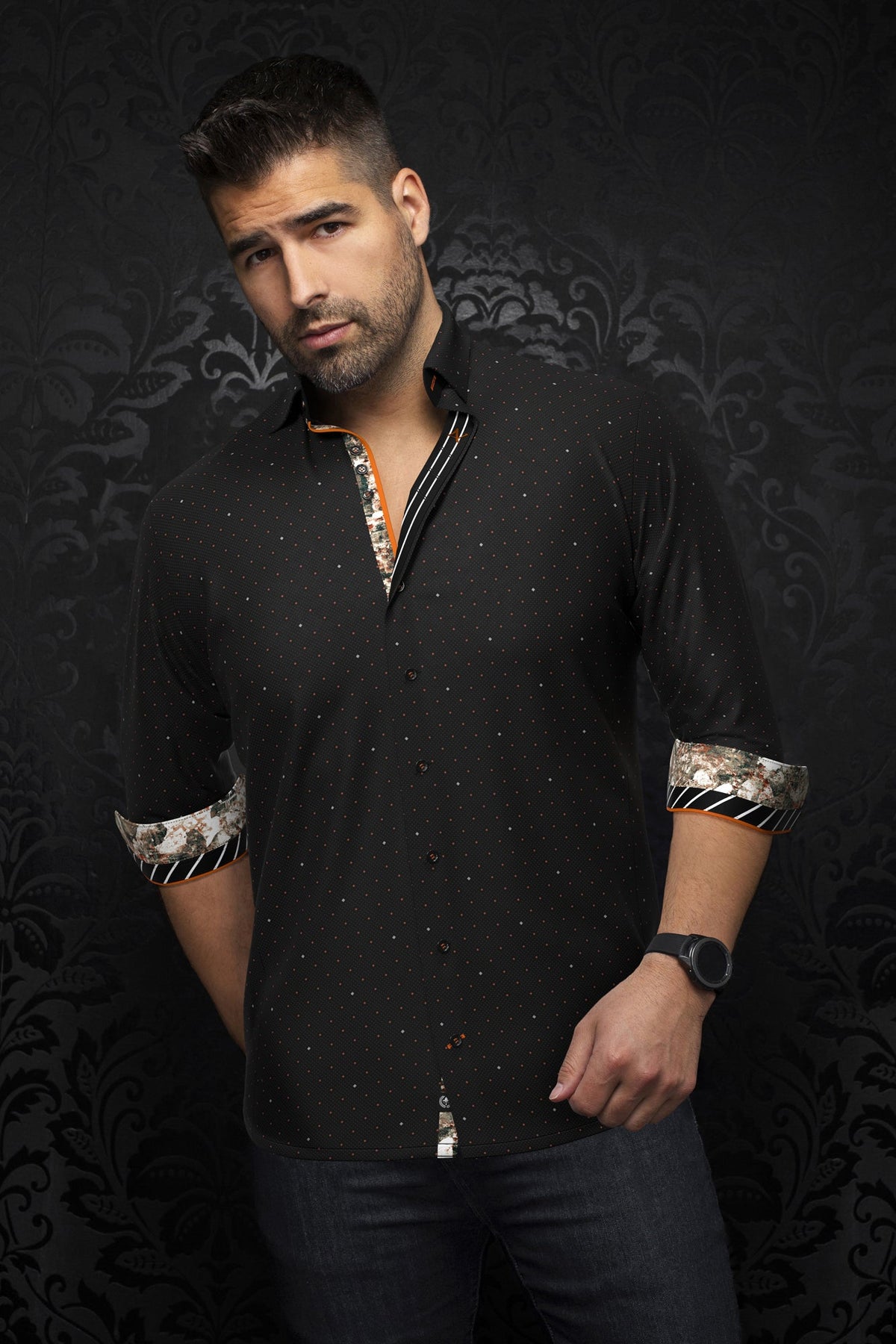 Chemise manches longues pour homme par Au Noir | LANZANI Noir Rouille | Boutique Vvög, inventaire complet de la marque Au Noir