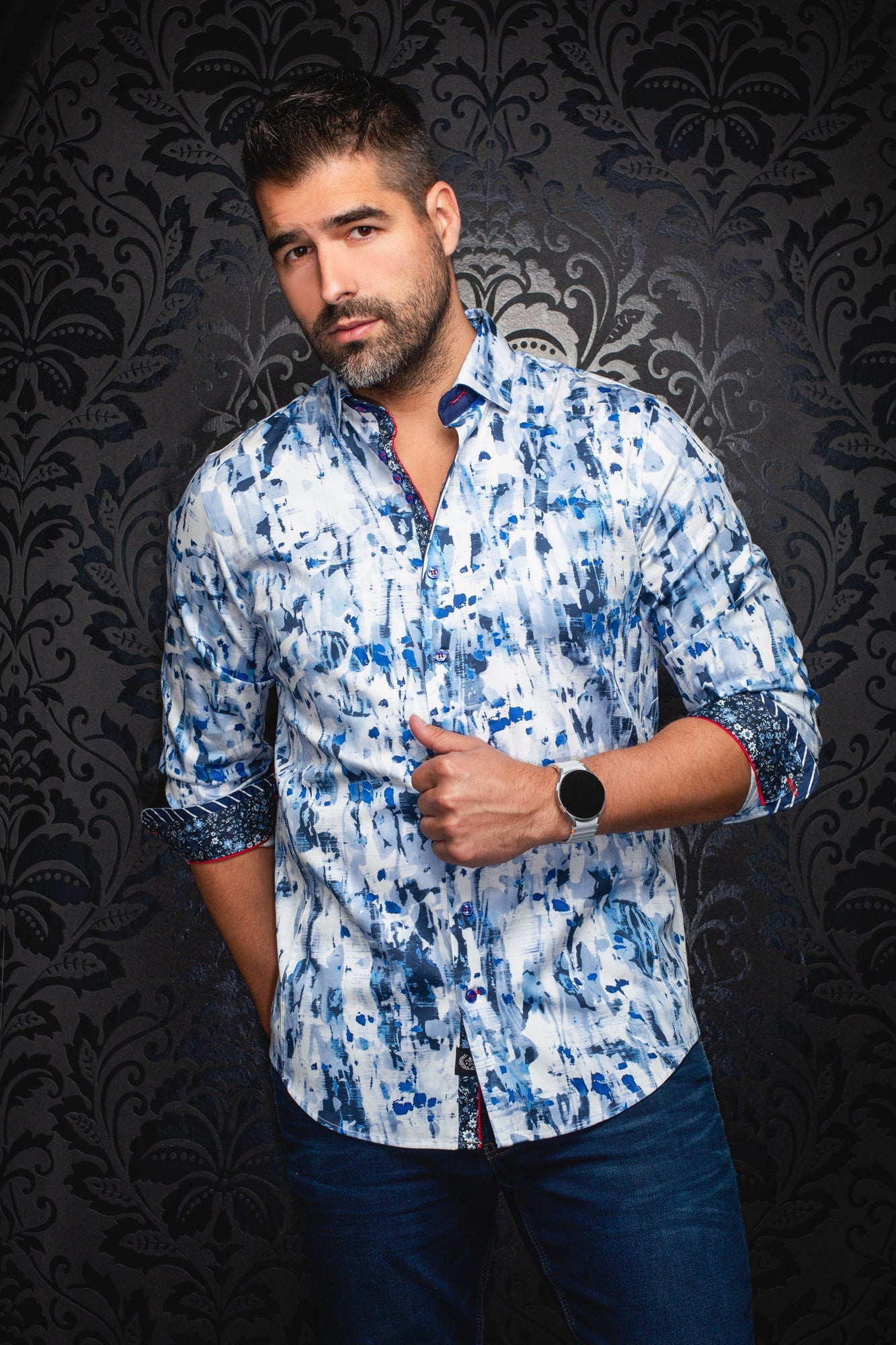 Chemise manches longues pour homme par Au Noir | LINDEN Bleu Clair | Boutique Vvög, inventaire complet de la marque Au Noir