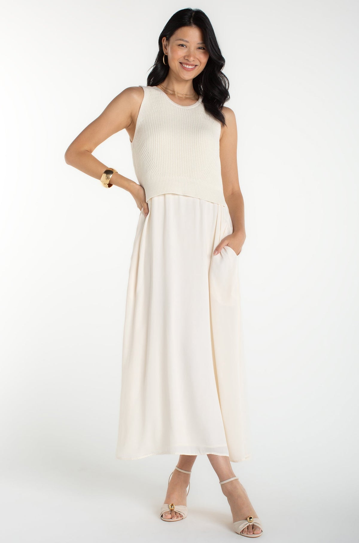 Robe pour femme par Liverpool | LMD034ST15 Crème | Boutique Vvög, vêtements mode pour homme et femme