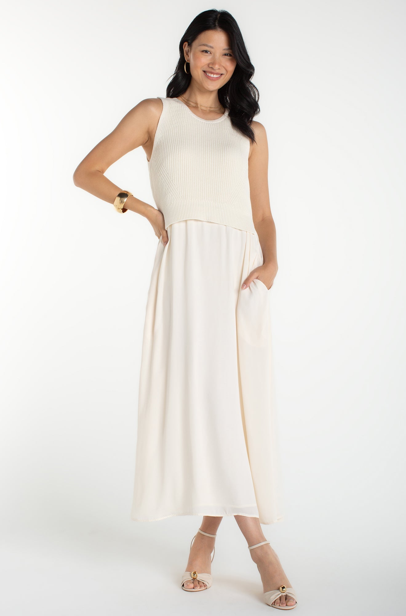 Robe pour femme par Liverpool | LMD034ST15 Crème | Boutique Vvög, vêtements mode pour homme et femme