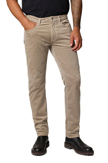 Mavi Jeans men's beige corduroy straight-leg jeans with button fly, belt loops, and five-pocket styling, front view