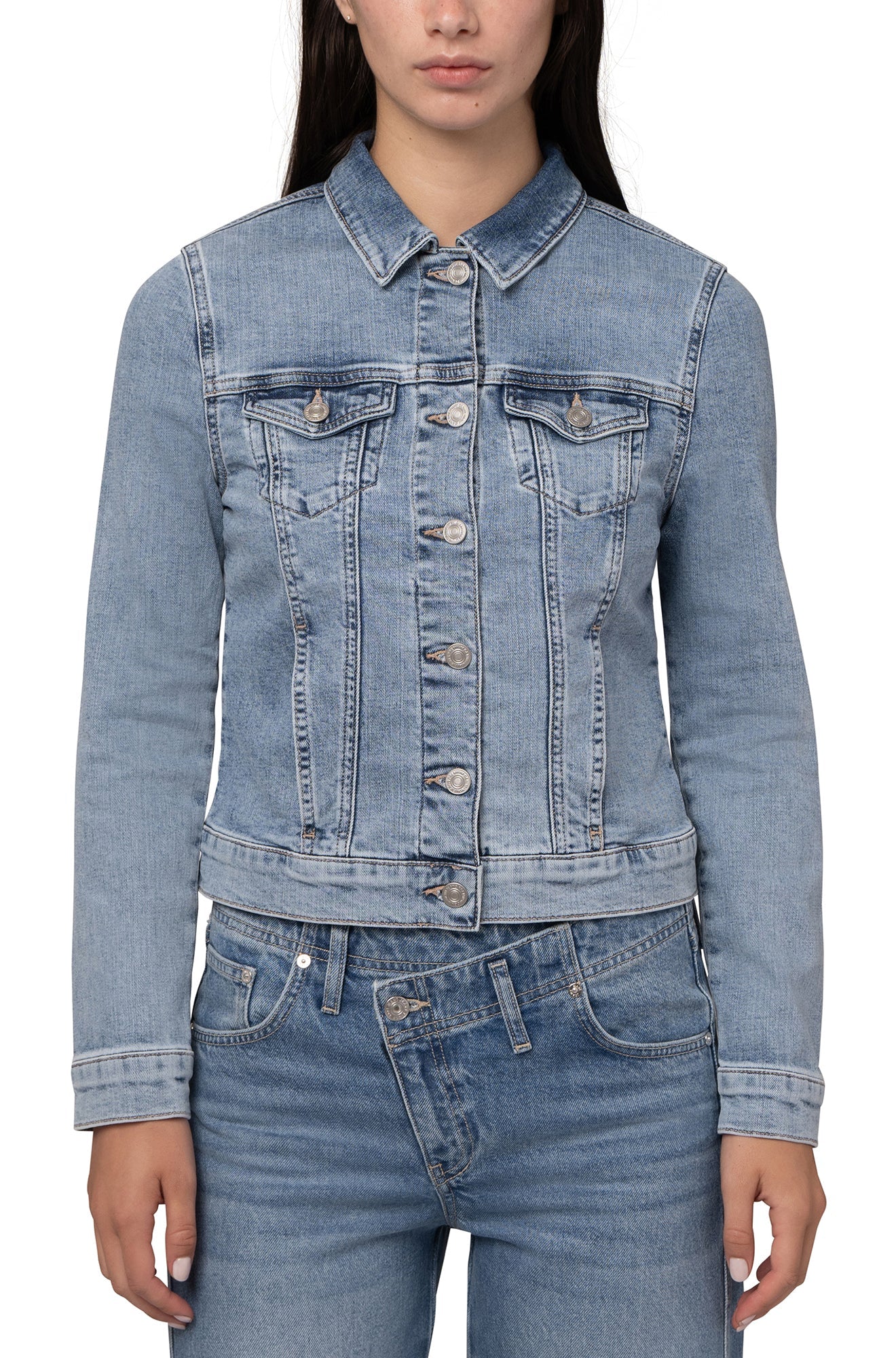 Jacket Samantha pour femme par Mavi Jeans | M11302A 1433 Bleu Clair Brossé | Boutique Vvög, vêtements mode pour homme et femme