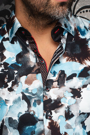 Chemise manches longues pour homme par Au Noir | MAGNUS Turquoise | Boutique Vvög, inventaire complet de la marque Au Noir