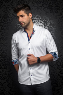 Long sleeve shirt for men by Au Noir | MC QUEEN White Blue | Boutique Vvög, complete inventory of the Au Noir brand