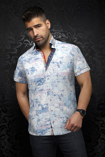 Chemise manches courtes pour homme par Au Noir | MELILLA(SS) Rose Multi | Boutique Vvög, inventaire complet de la marque Au Noir