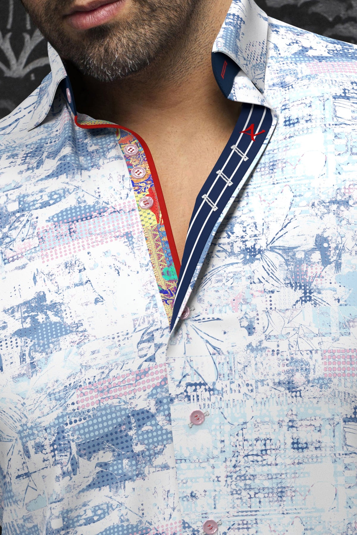 Chemise manches courtes pour homme par Au Noir | MELILLA(SS) Rose Multi | Boutique Vvög, inventaire complet de la marque Au Noir