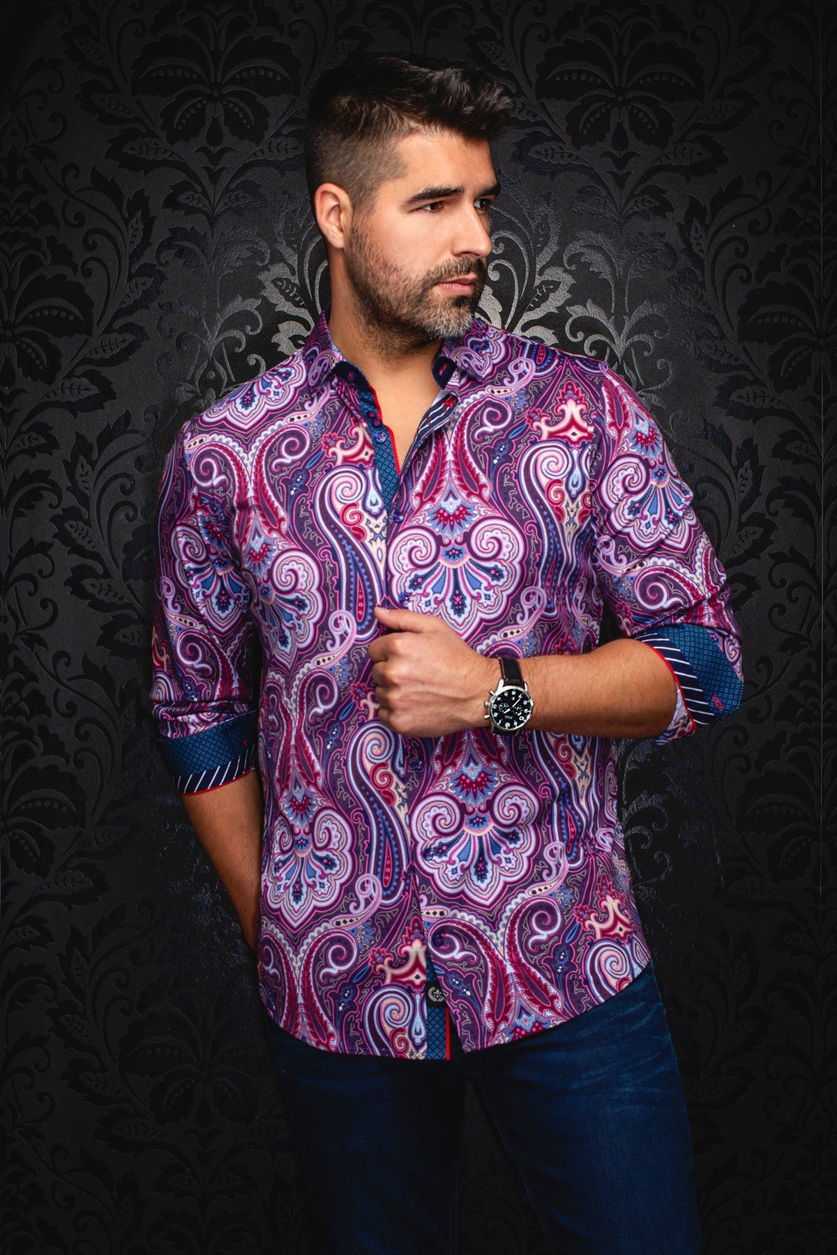 Chemise manches longues en Knit pour homme par Au Noir | MISTWOOD Violet | Boutique Vvög, inventaire complet de la marque Au Noir