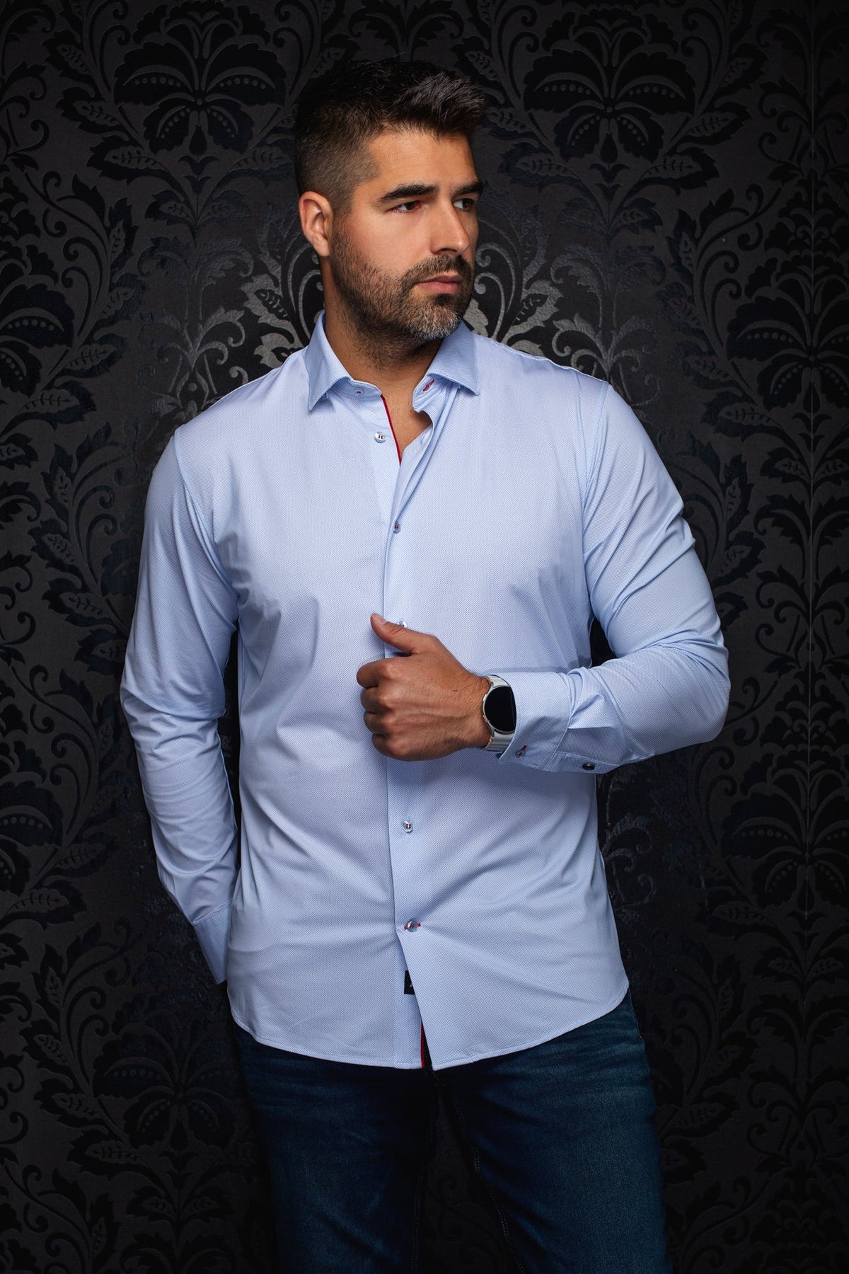 Chemise en nylon pour homme par Au Noir | MONTESSORI Bleu Clair | Boutique Vvög, vêtements mode pour homme et femme