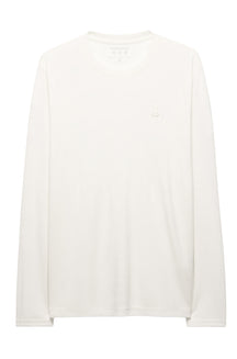 T-Shirt à manches longues blanc cassé, vue de face avec petit logo ton sur ton pour homme par Psycho Bunny