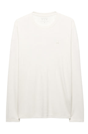 T-Shirt à manches longues blanc cassé, vue de face avec petit logo ton sur ton pour homme par Psycho Bunny