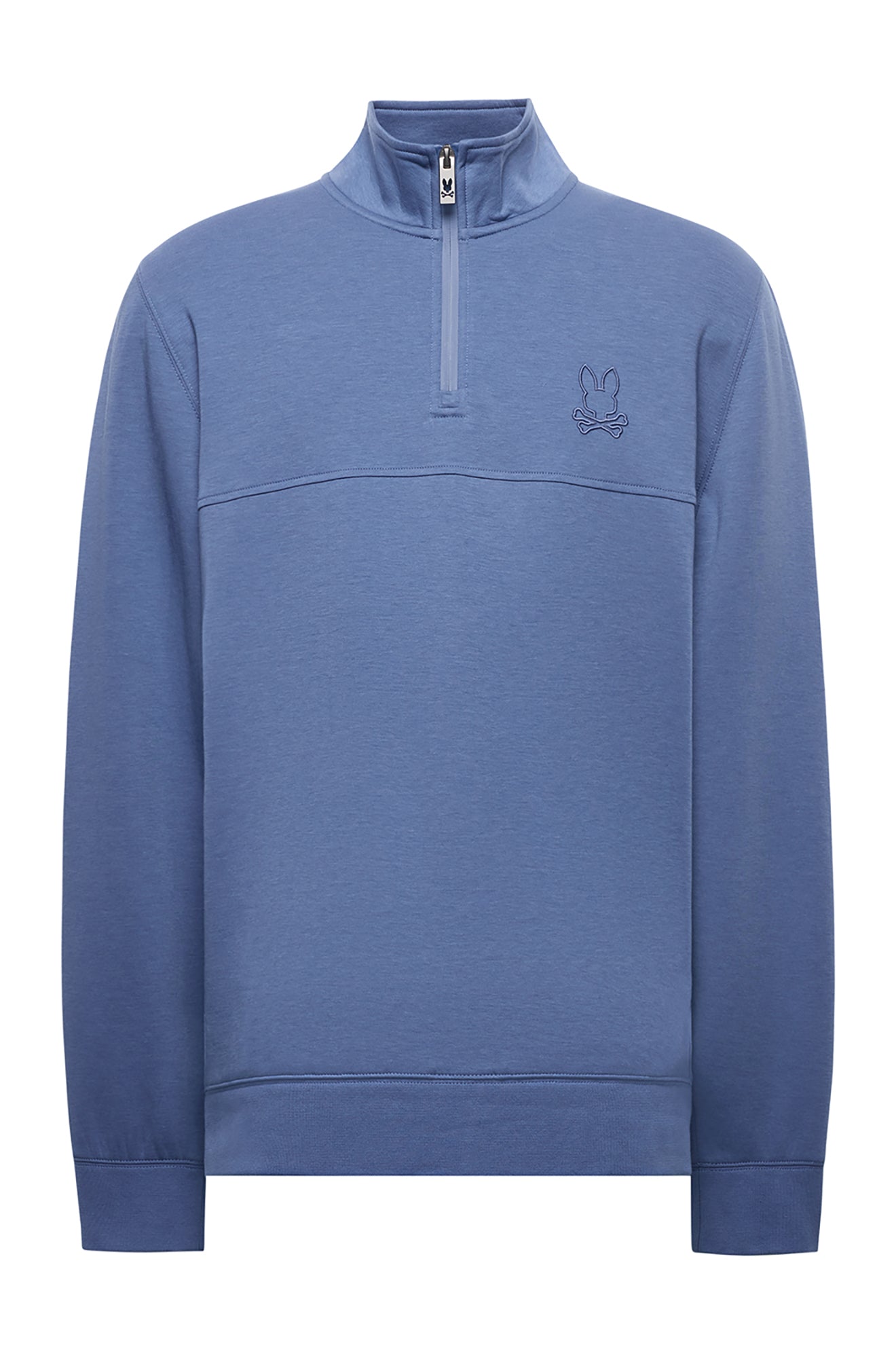 Chandail avec zip 3/4 pour homme par Psycho Bunny | MT0500109 Gris Bleu | Boutique Vvög, vêtements mode pour homme et femme