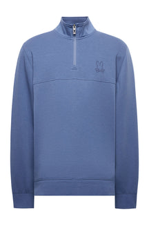 Chandail avec zip 3/4 pour homme par Psycho Bunny | MT0500109 Gris Bleu | Boutique Vvög, vêtements mode pour homme et femme