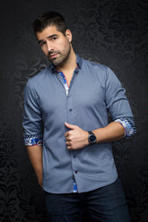 Long sleeve shirt for men by Au Noir | MUZIO Navy | Boutique Vvög, complete inventory of the Au Noir brand