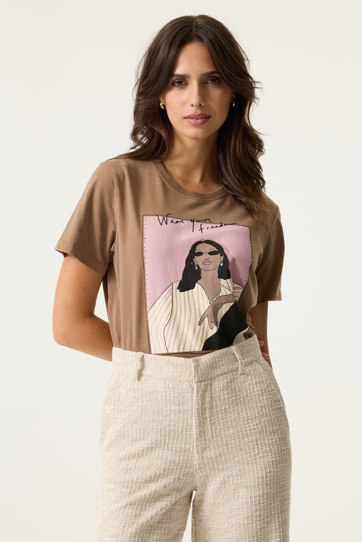 T-Shirt pour femme par Garcia | N260203 Taupe Doux | Boutique Vvög, vêtements mode pour homme et femme