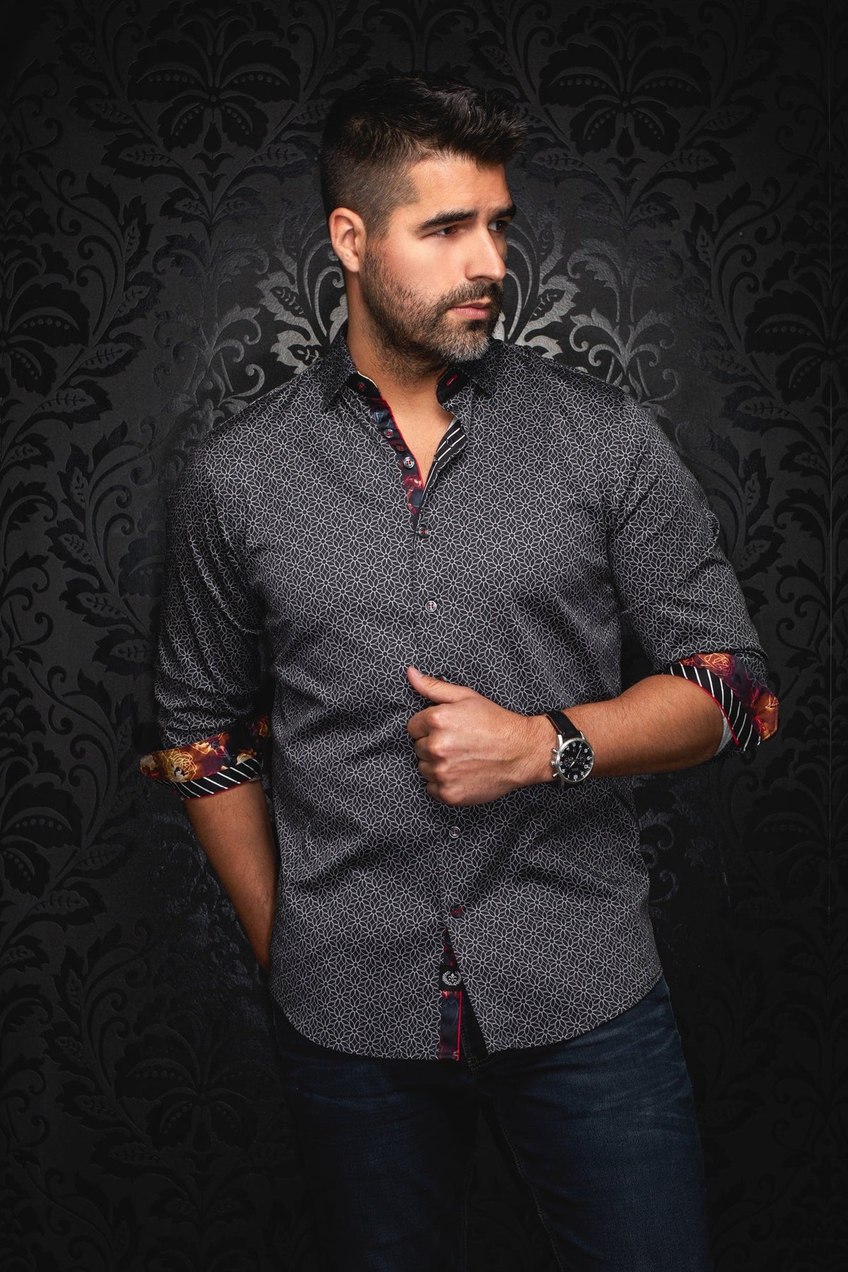 Chemise manches longues en Knit pour homme par Au Noir | NELUMBO Noir | Boutique Vvög, inventaire complet de la marque Au Noir