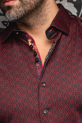 Chemise manches longues en Knit pour homme par Au Noir | NELUMBO Rouge | Boutique Vvög, inventaire complet de la marque Au Noir
