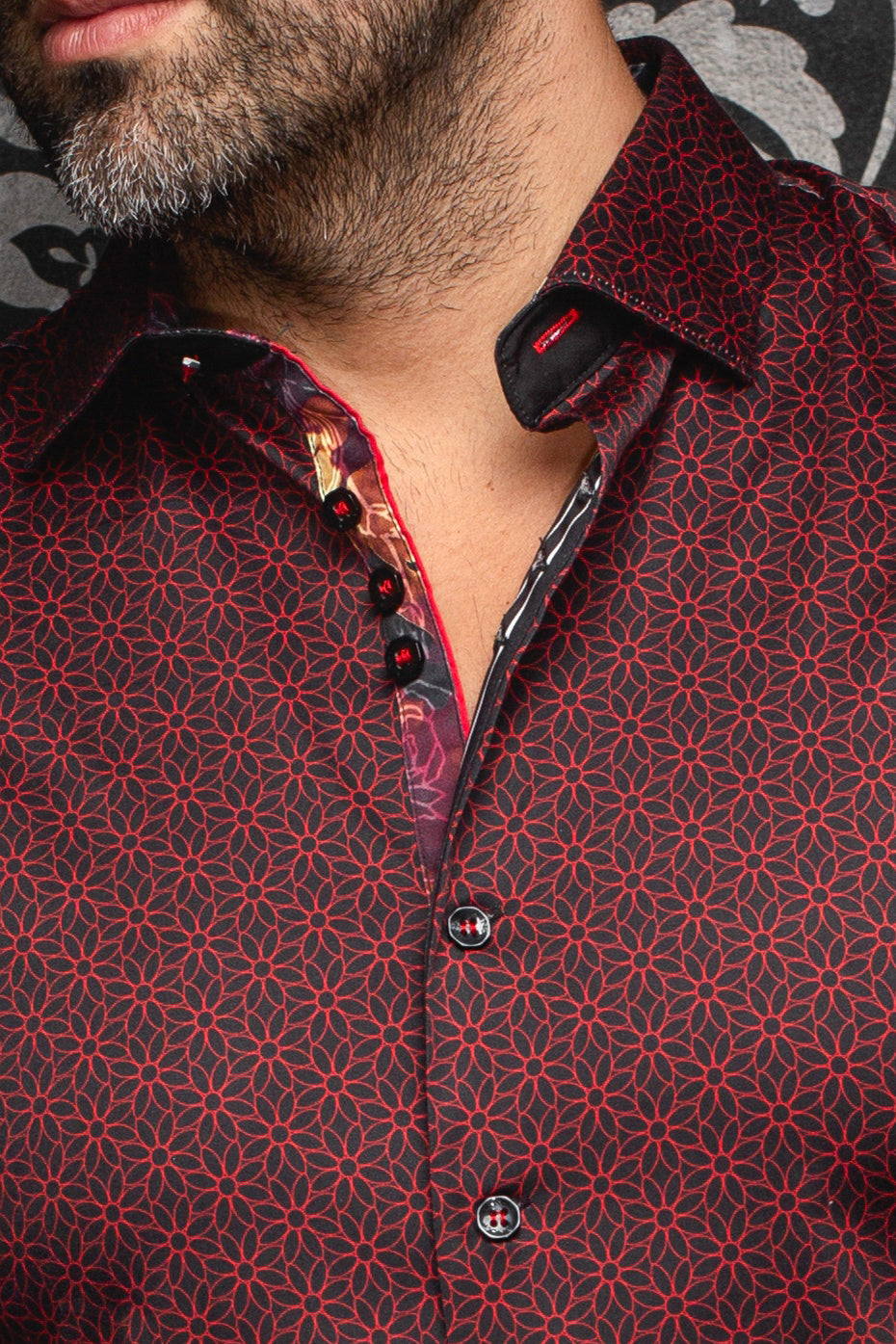 Chemise manches longues en Knit pour homme par Au Noir | NELUMBO Rouge | Boutique Vvög, inventaire complet de la marque Au Noir