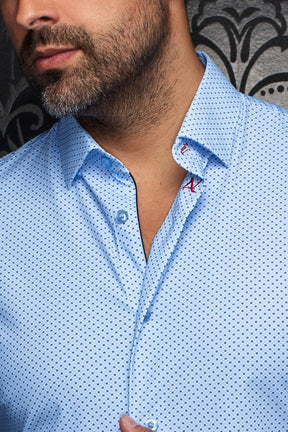 Chemise en nylon pour homme par Au Noir | NICK(SS) GEO Bleu | Boutique Vvög, vêtements mode pour homme et femme