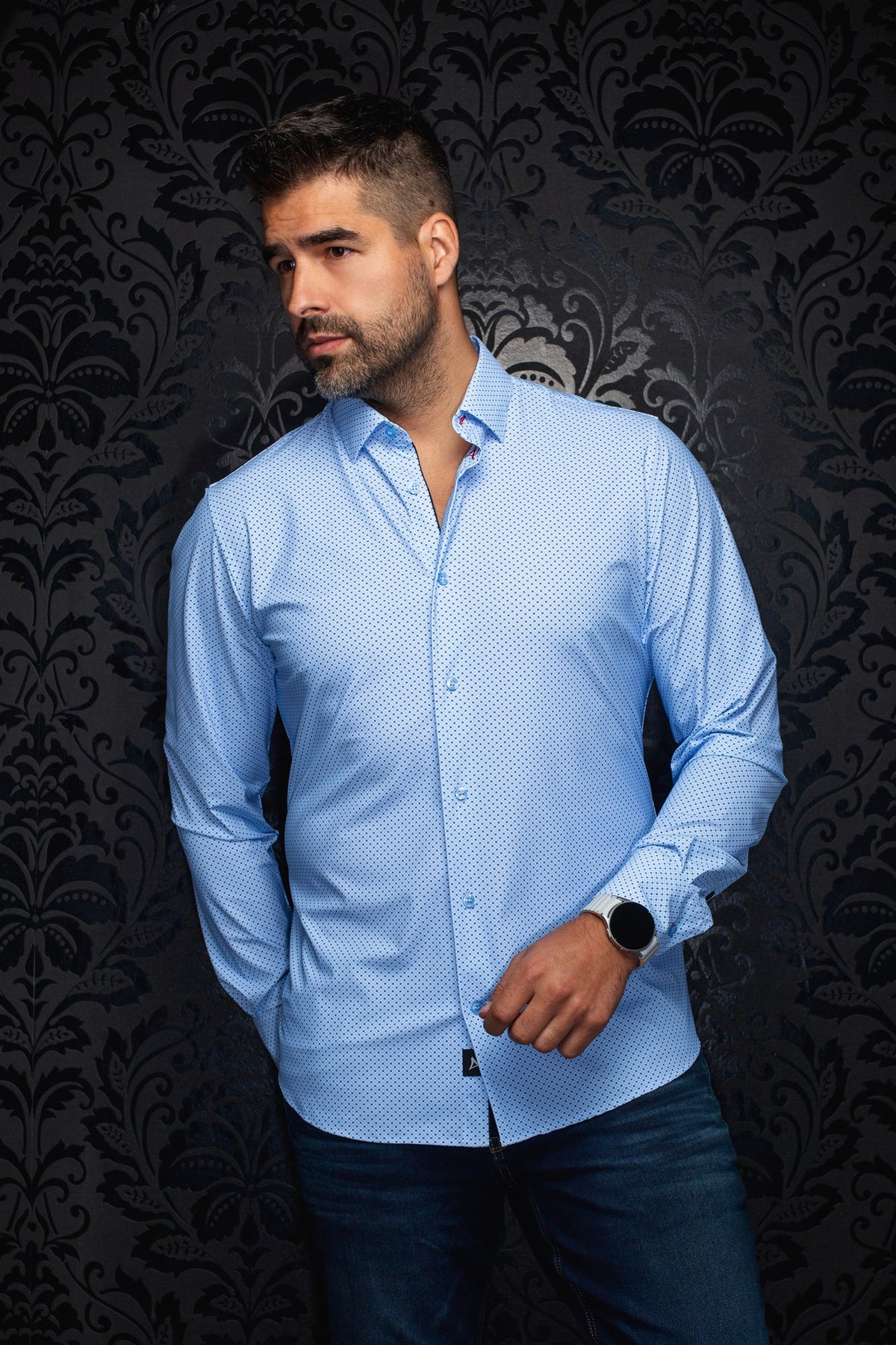 Chemise en nylon pour homme par Au Noir | NICOLAS GEO Bleu | Boutique Vvög, inventaire complet de la marque Au Noir