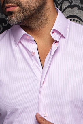 Chemise en nylon pour homme par Au Noir | NICOLAS STRP Rose | Boutique Vvög, inventaire complet de la marque Au Noir