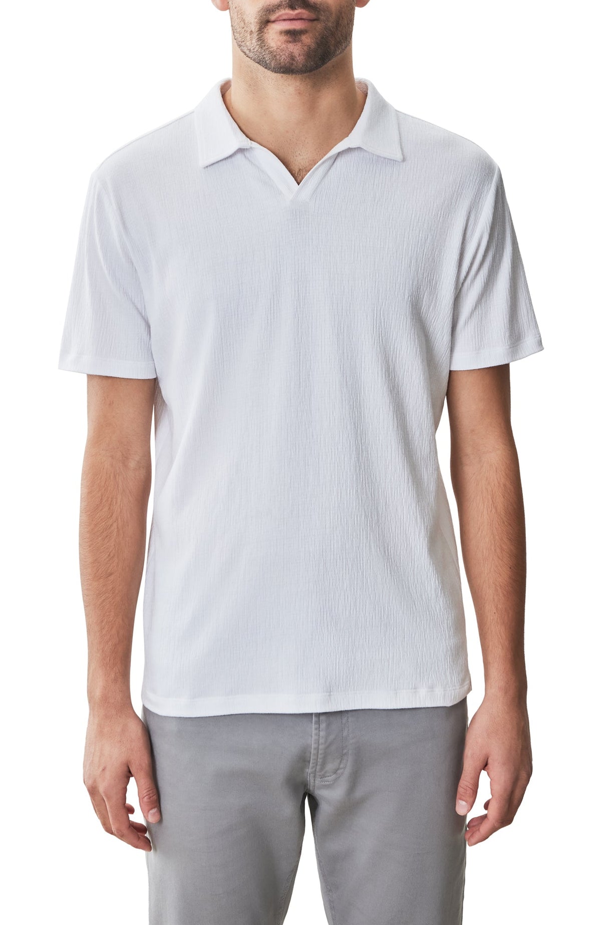 Polo à col ouvert pour homme par Robert Barakett | RB31074 Basil Road Blanc | Boutique Vvög, vêtements mode pour homme et femme
