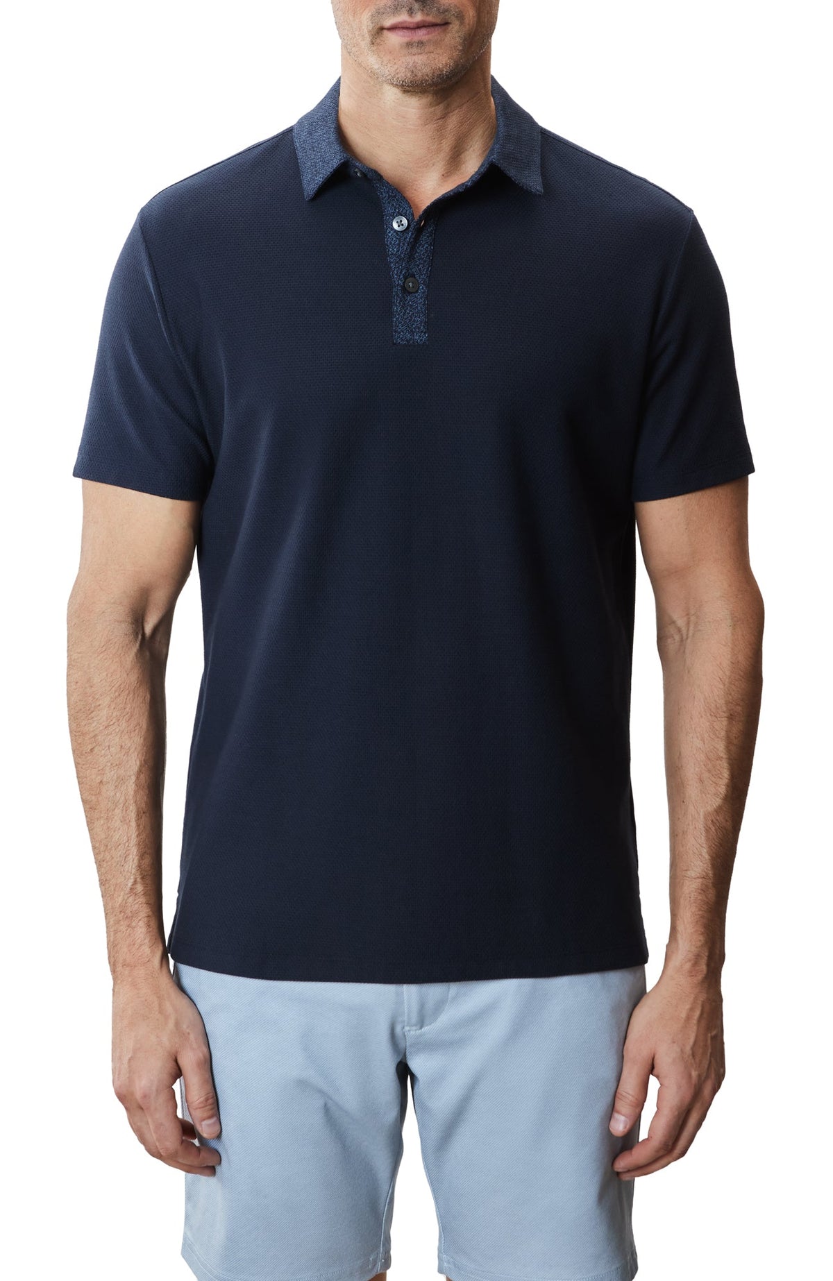 Polo à col imprimé pour homme par Robert Barakett | RB51111 Baytide Bleu Marine | Boutique Vvög, vêtements mode pour homme et femme