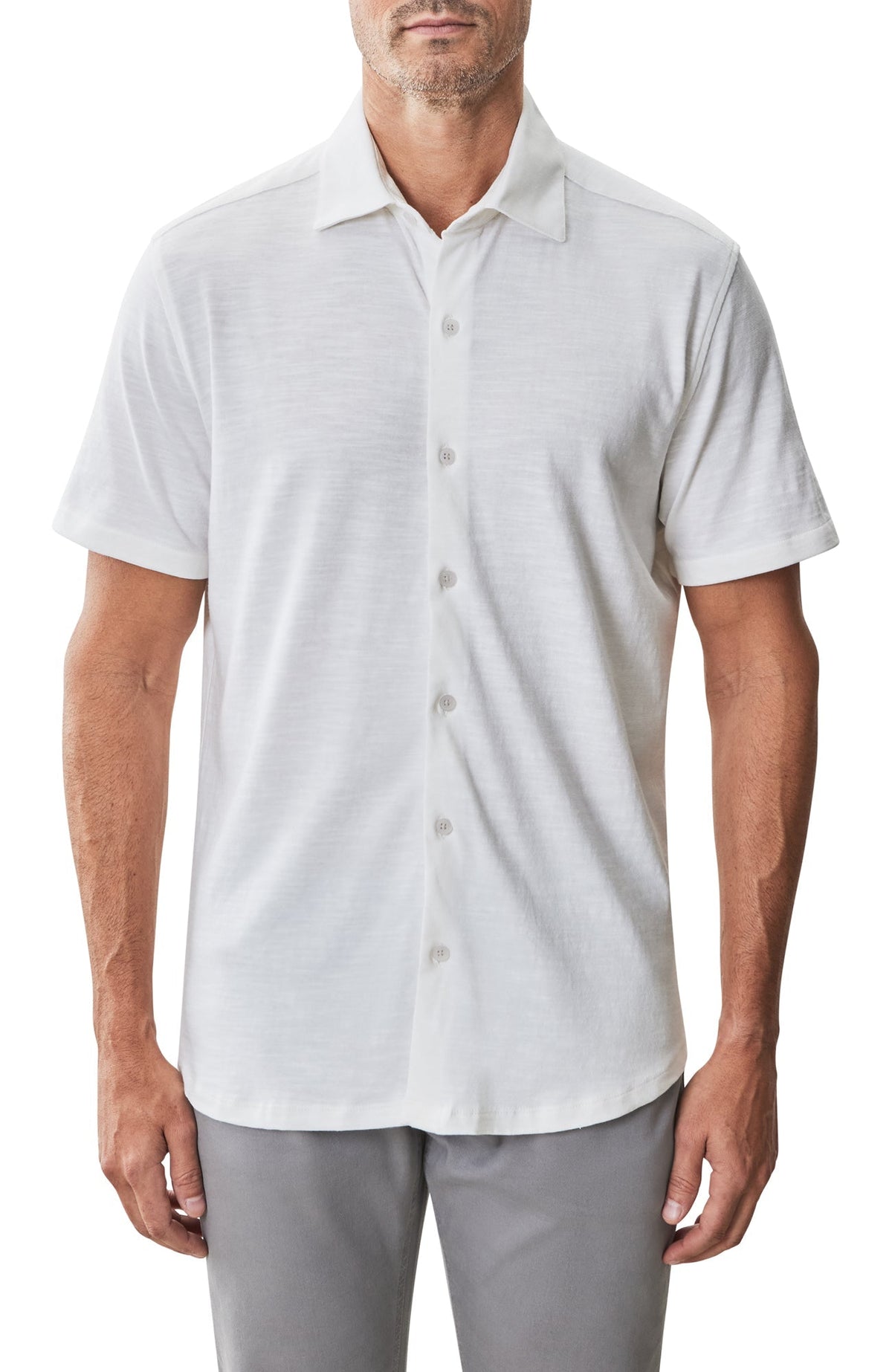 Chemise en tricot à manches courtes pour homme par Robert Barakett | RB51502 Kimberton Blanc | Boutique Vvög, vêtements mode pour homme et femme