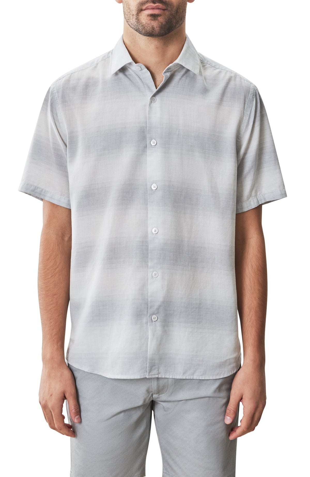 Chemise tissée à manches courtes pour homme par Robert Barakett | RB51517 Lasalle Gris Clair | Boutique Vvög, vêtements mode pour homme et femme