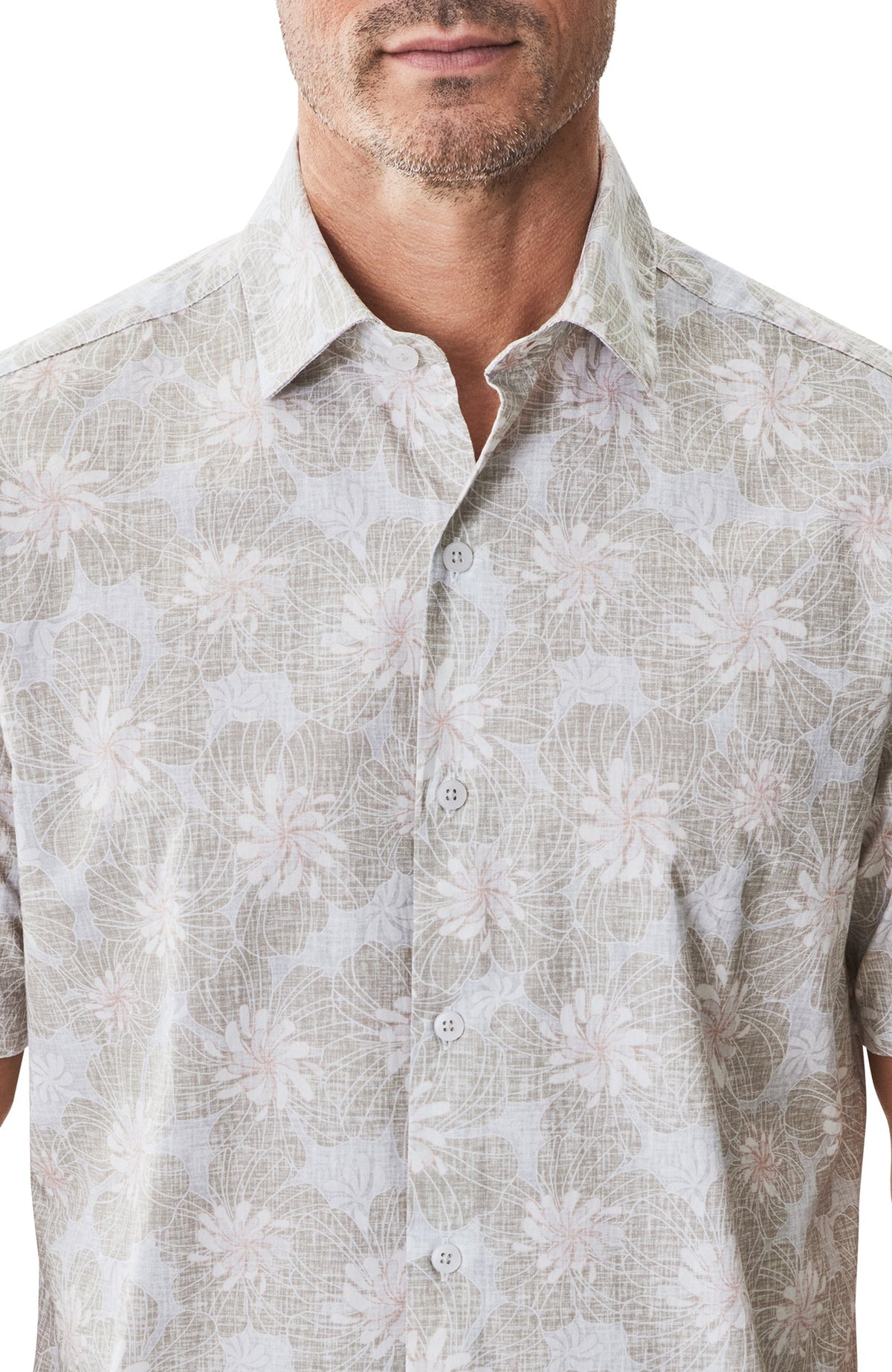 Chemise tissée à manches courtes pour homme par Robert Barakett | RB51519 Aspen Beige | Boutique Vvög, vêtements mode pour homme et femme