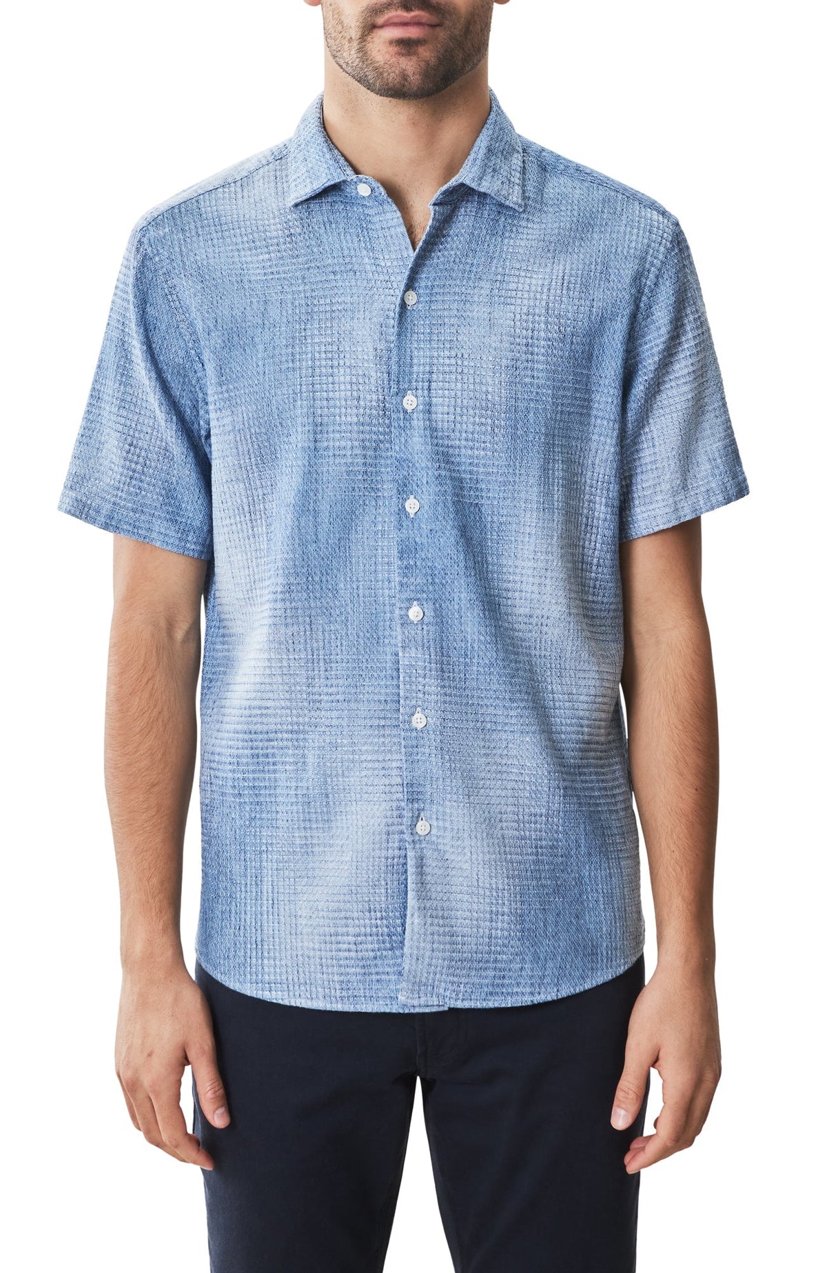 Chemise tissée à manches courtes pour homme par Robert Barakett | RB51564 Ferris Bleu | Boutique Vvög, vêtements mode pour homme et femme