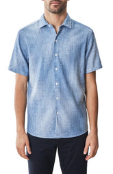 Chemise tissée à manches courtes pour homme par Robert Barakett | RB51564 Ferris Bleu | Boutique Vvög, vêtements mode pour homme et femme