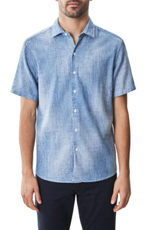 Chemise tissée à manches courtes pour homme par Robert Barakett | RB51564 Ferris Bleu | Boutique Vvög, vêtements mode pour homme et femme