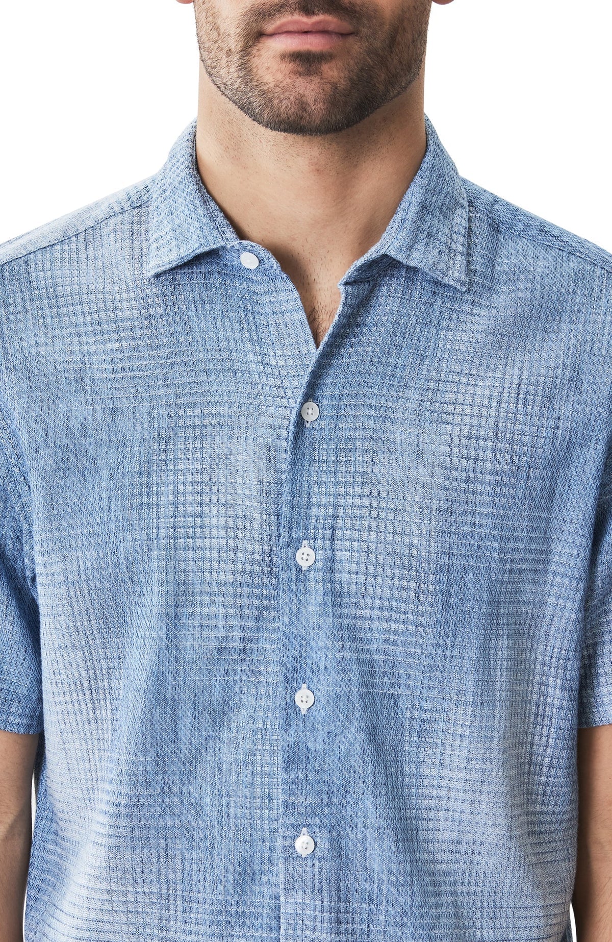 Chemise tissée à manches courtes pour homme par Robert Barakett | RB51564 Ferris Bleu | Boutique Vvög, vêtements mode pour homme et femme