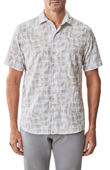 Chemise tissée à manches courtes pour homme par Robert Barakett | RB51573 Steinway Beige | Boutique Vvög, vêtements mode pour homme et femme
