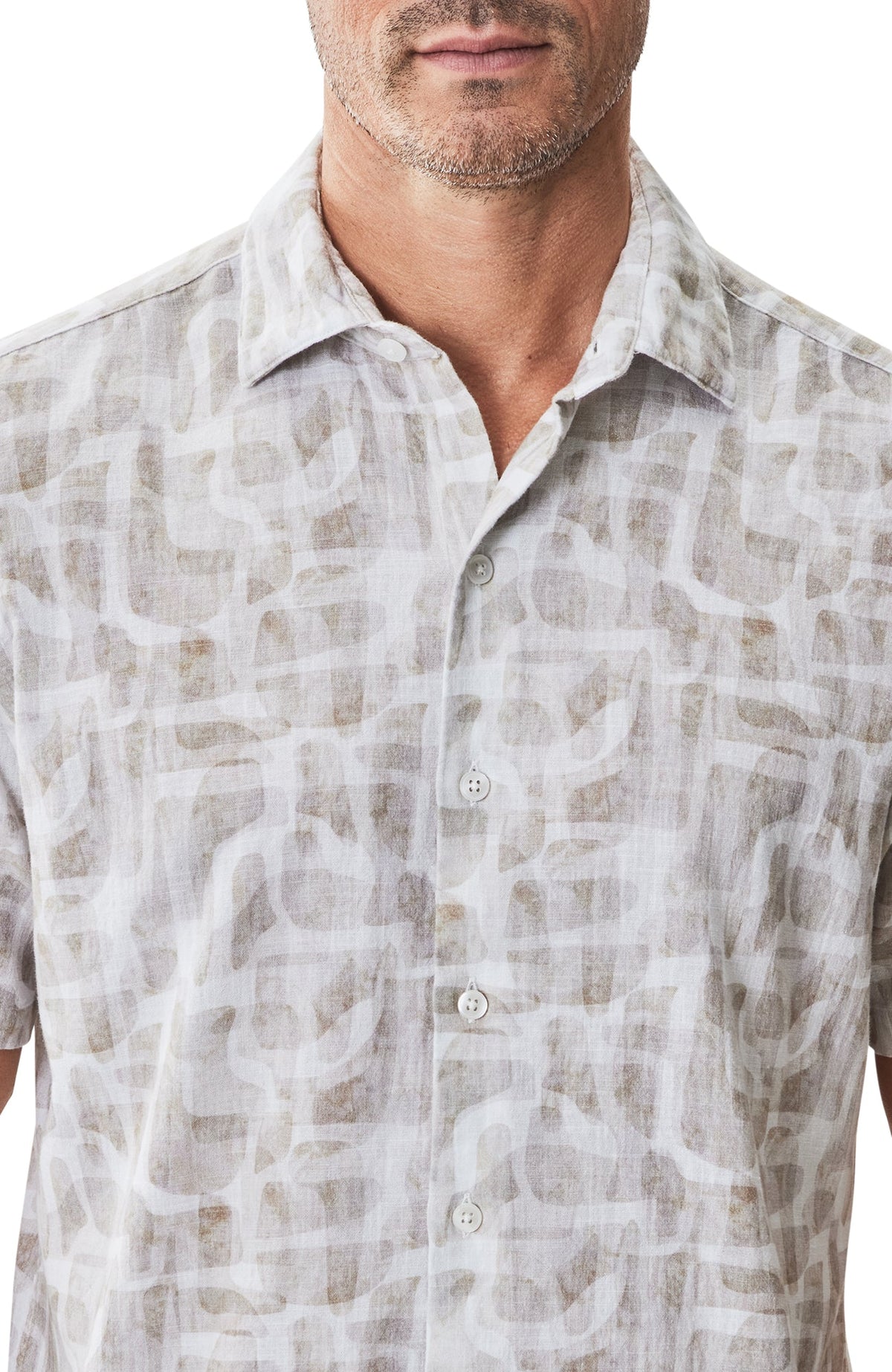 Chemise tissée à manches courtes pour homme par Robert Barakett | RB51573 Steinway Beige | Boutique Vvög, vêtements mode pour homme et femme